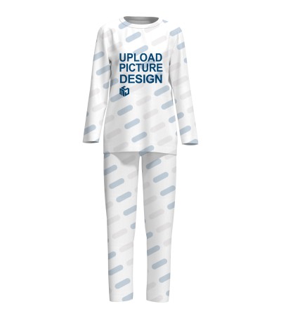 Round neck children's long set home clothes with pockets, no cuffs, no footings - A0071X - Imitation cotton -200g/2Y