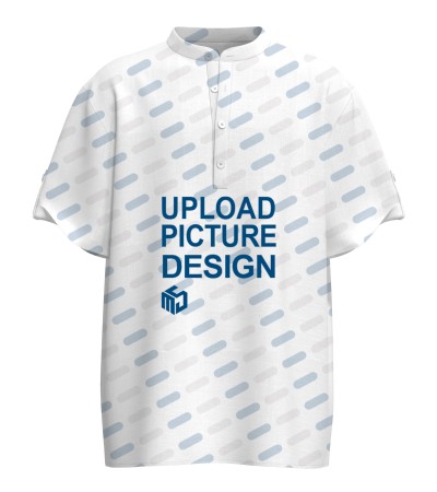 Men's half open short sleeved shirt with adjustable loop - LTMJ104036 - Imitation hemp wrinkled bamboo nodes -170g/S